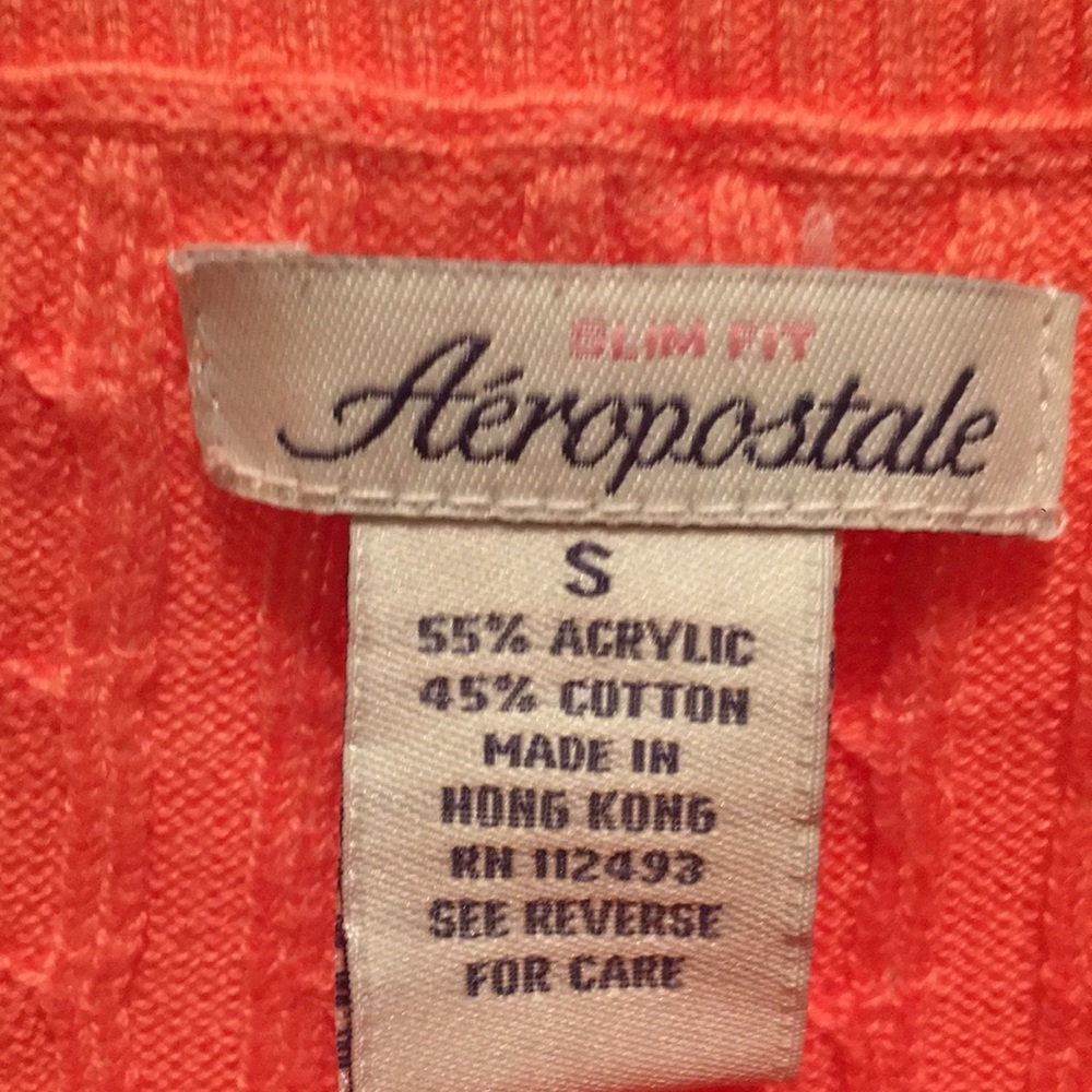 Aeropostale Coral Bateau Neck Cabled Sweater - Picture 2 of 4